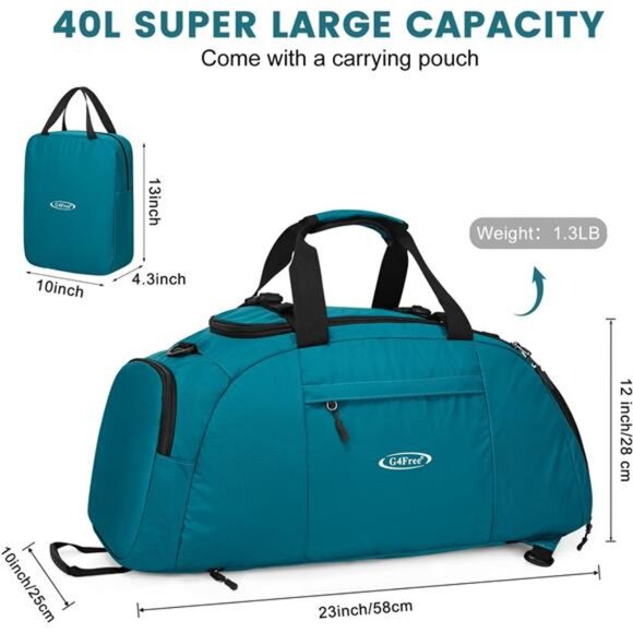40L 3-Way Duffle Bag Backpack Gym Bag for Men Women Sports Duffel Bag - Picture 2 of 6